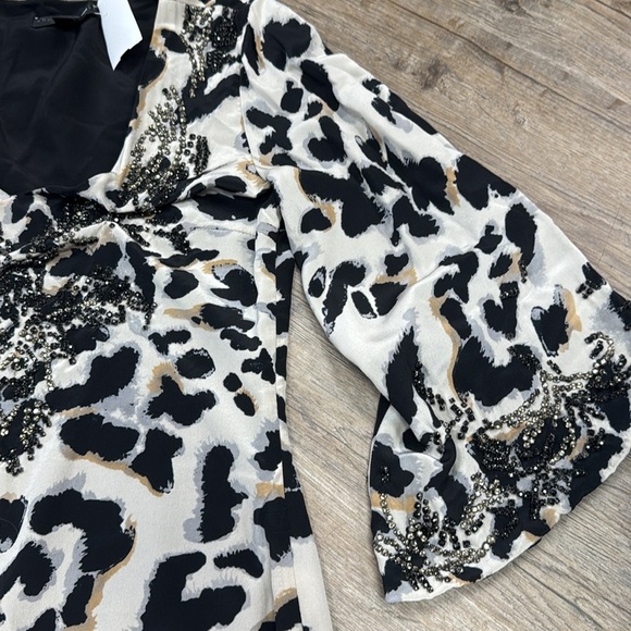 Sheri Bodell Black and Cream Long Sleeve Dress Size XS - Picture 3 of 4